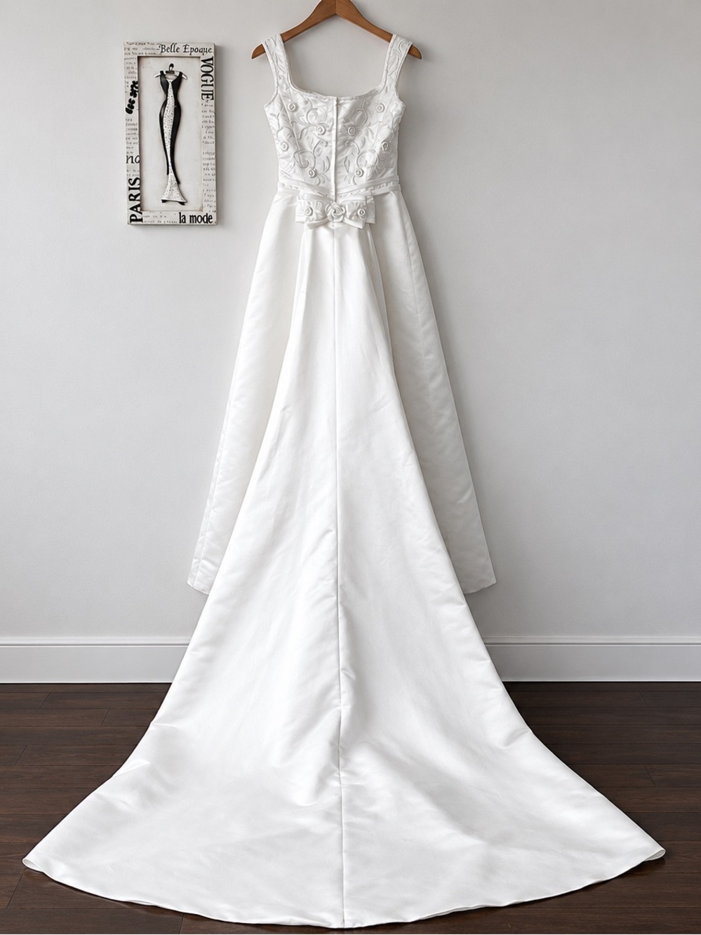 Vintage Mon Cheri Embroidered Ivory Bridal Gown Wedding Dress Detachable Train 8